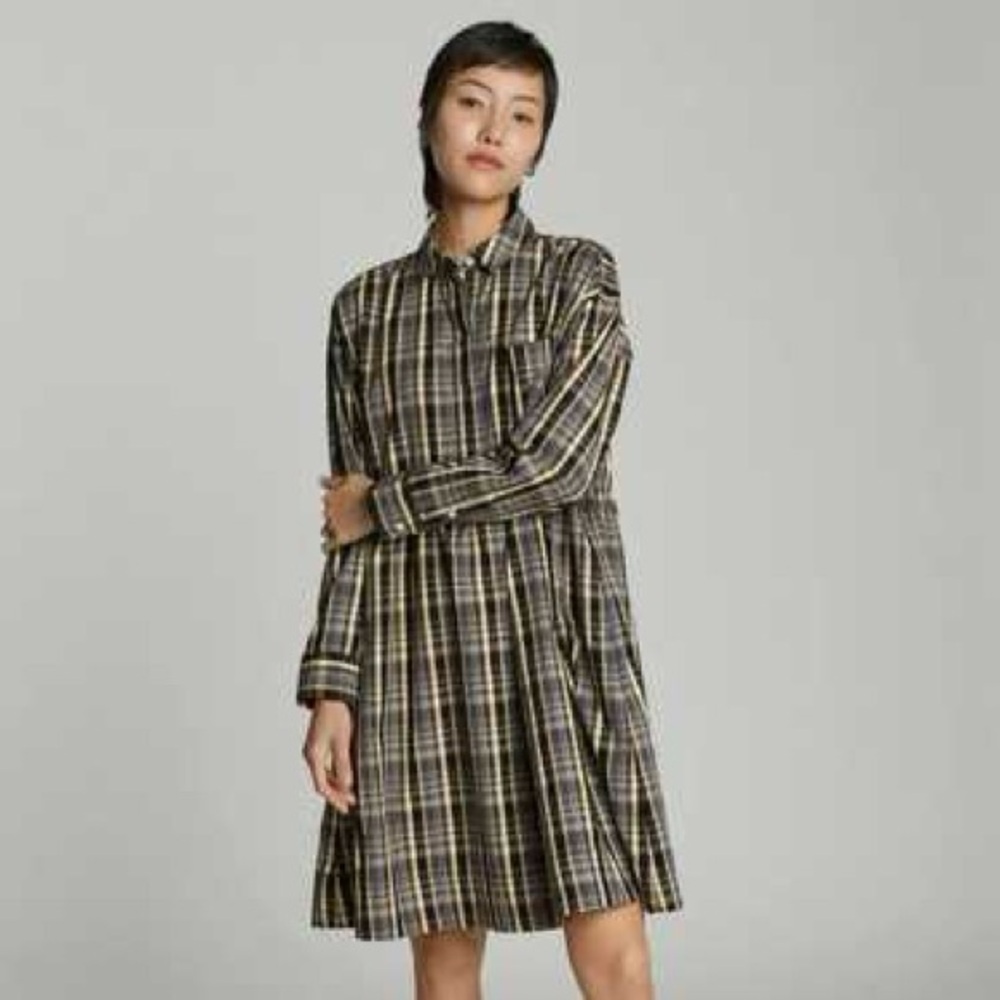 Everlane Plaid Long Sleeve Field Dress, M
